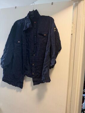 Women’s Navy Button-Up Casual Shirt